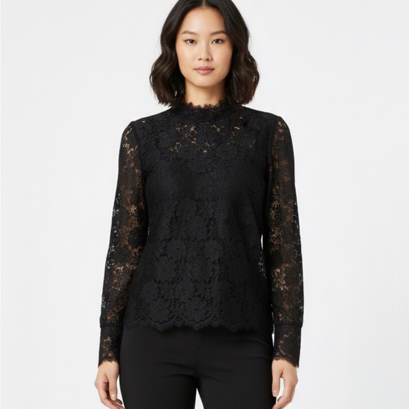 Elegant Black Lace Women's Top - Picture 2 of 7
